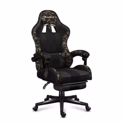 Chaise Gaming HUZARO FORCE 4.7 Camo - Ergonomique - Réglable - Coussin Lombaire Têtière - Noir
