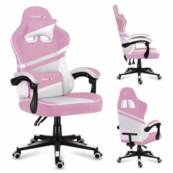 Chaise gaming - HUZARO - Force 4.4 - Rose et blanc - Ergonomique - Accoudoirs rembourrés