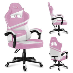 Chaise gaming - HUZARO - Force 4.4 - Rose et blanc - Ergonomique - Accoudoirs rembourrés