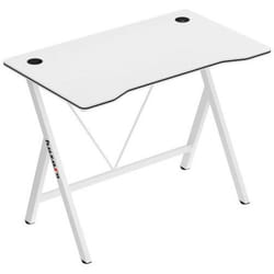 Bureau gaming HUZARO HERO 1.4 Blanc Bureau Ergonomique PC Gaming Informatique Gamer Bureau Jeux 100x50x75cm