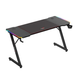 Bureau gaming HUZARO HERO 3.3 LED RVB Noir 140x60x74cm Panier à boissons Crochet casque Pc gaming Bureau Gamer