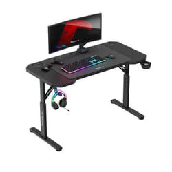 Bureau Gaming - HUZARO - Hero 2.6 - Noir - Hauteur réglable - Plateau en carbone - Supports accessoires