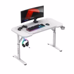 Bureau gaming - HUZARO - Hero 2.6 - Hauteur réglable - Plateau en carbone - Supports casque et gobelet