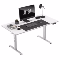 Bureau Assis Debout MARK ADLER LEADER 7.6 Blanc Bureau Electrique Ergonomique PC Gaming 3 Hauteurs de Mémoire 2xUSB
