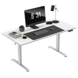 Bureau Assis Debout MARK ADLER LEADER 7.6 Blanc Bureau Electrique Ergonomique PC Gaming 3 Hauteurs de Mémoire 2xUSB