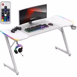 Bureau gaming - HUZARO - Hero 3.3 - Éclairage LED - Plateau 140 cm - Tapis XXL inclus