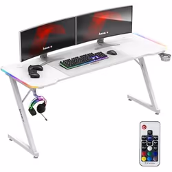 Bureau gaming - HUZARO - Hero 4.8 - Éclairage LED RGB - Plateau 160 cm - Finition carbone