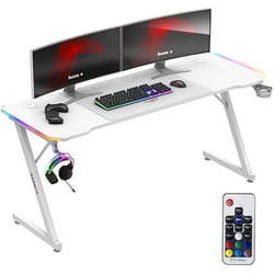 Bureau gaming - HUZARO - Hero 4.8 - Éclairage LED RGB - Plateau 160 cm - Finition carbone