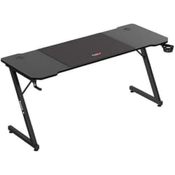 Bureau gaming - HUZARO - Hero 4.8 - Noir - Grand plateau 160 cm - Finition carbone - Supports casque et gobelet