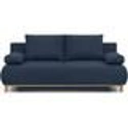 Banquette convertible 3 places MIKA - Tissu bleu foncé - Coffre de rangement - L 192 x H 84 x P 93 cm