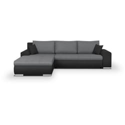 Canapé D'Angle Convertible Et Réversible 5 Places Indian - Tissu Gris Clair Et Anthracite