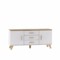 Cama LOTTA K150 2D3D, 2 portes(s), 2 étagères, Chêne de Sonoma, Tableau à particules, Blanc, Tableau à particules