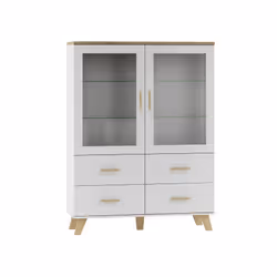 Cama LOTTA WIT120, Vitrine, Colonne, Armoire murale, 4 étagères, 2 portes(s), Blanc