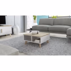 Cama LOTTA LAW 60, Table basse, Forme carrée, 4 pieds, Chêne de Sonoma
