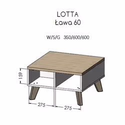 Cama LOTTA LAW 60 Table à café, latérale et de salon Table basse Forme carrée 4 pieds