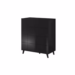Cama REJA 4S CZ, Noir, 4 tiroir(s), Panneau de fibres à densité moyenne, Tableau à particules, Moderne, Panneaux MDF, Laminé