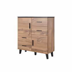 Cama KOMODA LOTTA 110 2D4S WOT+B, 2 portes(s), 2 étagères, Noir, Tableau à particules, Chêne de Wotan, Tableau à particules