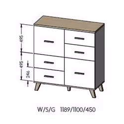 Cama KOMODA LOTTA 110 2D4S WOT+B buffet de salle à manger 2 portes(s)