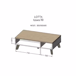 Cama LOTTA LAW 110 WOT+B Table à café, latérale et de salon Table basse Forme rectangulaire 4 pieds