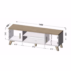 Cama RTV LOTTA 160 2D2K WOT+B Support TV et centre de divertissement 1 étagères