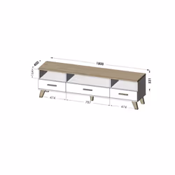 Cama LOTTA TV18 3S3K WOT+B Support TV et centre de divertissement 3 tiroir(s) 3 étagères