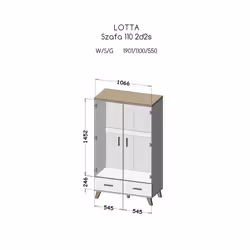 Cama LOTTA SZAFA WOT+B placard et armoire de chambre à coucher 2 portes(s) Chêne de Wotan
