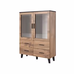 Cama LOTTA WIT120 WOT+B, Vitrine, Colonne, Armoire murale, 4 étagères, 2 portes(s), Chêne de Wotan