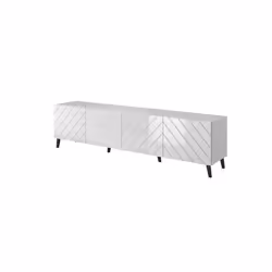 Cama Armoire RTV ABETO 200x42x52 blanc/blanc brillant, Blanc, Panneau de fibres de densité moyenne (MDF), Blanc, Panneau de f ...