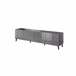 Cama Armoire RTV ABETO 200x42x52 graphite/brillant, Graphite, Panneau de fibres de densité moyenne (MDF), Graphite, Panneau d ...