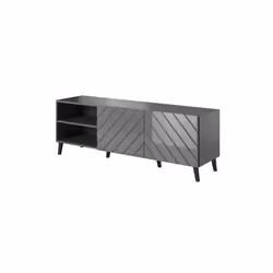 Cama Armoire RTV ABETO 150x42x52 graphite/brillant, Graphite, Panneau de fibres de densité moyenne (MDF), Graphite, Panneau d ...