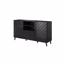 Cama ABETO commode 150x42x82 noir brillant/noir, Noir, 1 tiroir(s), Panneau de fibres à densité moyenne, Monochromatique, Mod ...