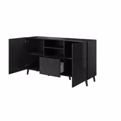 Cama ABETO commode 150x42x82 noir brillant/noir