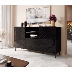 Cama ABETO commode 150x42x82 noir brillant/noir