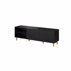 Cama Armoire RTV PAFOS 150x42x52 Noir mat, Noir, Panneau de fibres de densité moyenne (MDF), Noir, Panneau de fibres à densit ...
