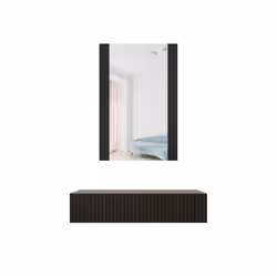 Cama Coiffeuse avec miroir PAFOS 80x41,6x100 mat noir, Noir, 1 tiroir(s), Panneau de fibres à densité moyenne, Monochromatiqu ...