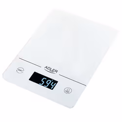 Adler AD 3170, Balance de ménage électronique, 15 kg, 1 g, Transparent, Blanc, Verre trempé, Verre