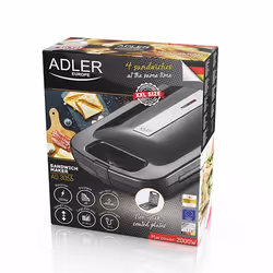Adler AD 3055 gaufrier et appareil à croque-monsieur 2000 W Noir, Argent - Vue supplémentaire 7
