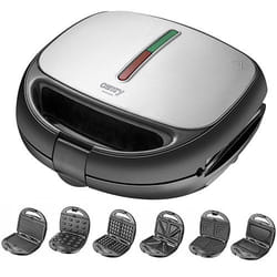Camry Premium CR 3057 gaufrier et appareil à croque-monsieur 800 W Noir, Argent