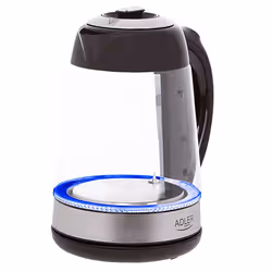 Adler AD 1285 bouilloire 1,7 L 2200 W Noir, Acier, Transparent