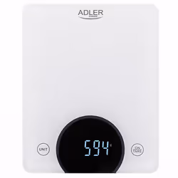 Adler AD 3173W, Balance de ménage électronique, 10 kg, 1 g, Blanc, Verre, Intégré