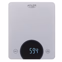 Adler AD 3173S, Balance de ménage électronique, 10 kg, 1 g, Gris, Verre, Intégré