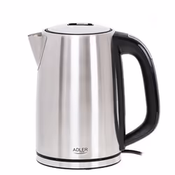 Adler AD 1340, 1,7 L, 2200 W, Noir, Argent, Acier, Thermostat réglable, Indicateur de niveau d'eau