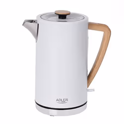 Adler AD 1347W, 1,5 L, 2200 W, Blanc, Bois, Acier inoxydable, Indicateur de niveau d'eau