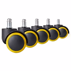 Roues caoutchoutées pour fauteuils - JANSPORT - 5 pcs - Noir - Jaune - A roulettes