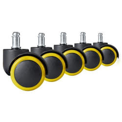 Roues caoutchoutées pour fauteuils - JANSPORT - 5 pcs - Noir - Jaune - A roulettes