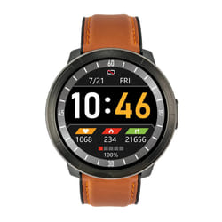 Montre Connectée WATCHMARK WM18 Cuir Marron - Moniteur de Fréquence CardiaquePédomètreOxymètre de Pouls