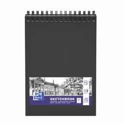 Oxford Carnet De Dessins, Monochromatique, Noir, A4, 50 feuilles, 100 g/m², Couverture rigide
