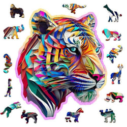 Wooden City Puzzle: COLORFUL TIGER 150/15 en bois 8+