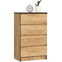 Commode - Akord - 4 tiroirs - Craft chêne - 60x40x99 cm
