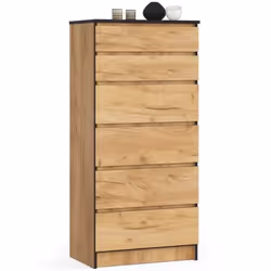 Commode - Akord - 6 tiroirs - Chêne Craft - Style Scandinave Moderne